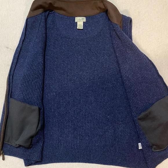 LL Bean Waterfowl Full-Zip Sweater Vest Mens XXL Navy Blue Merino Lambs Wool EUC - Picture 9 of 10